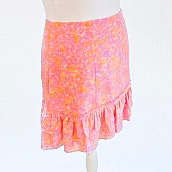 Likely Nori Floral Print Ruffled Mini Skirt in Orange/Pink (10) New With Tags - Picture 4 of 12